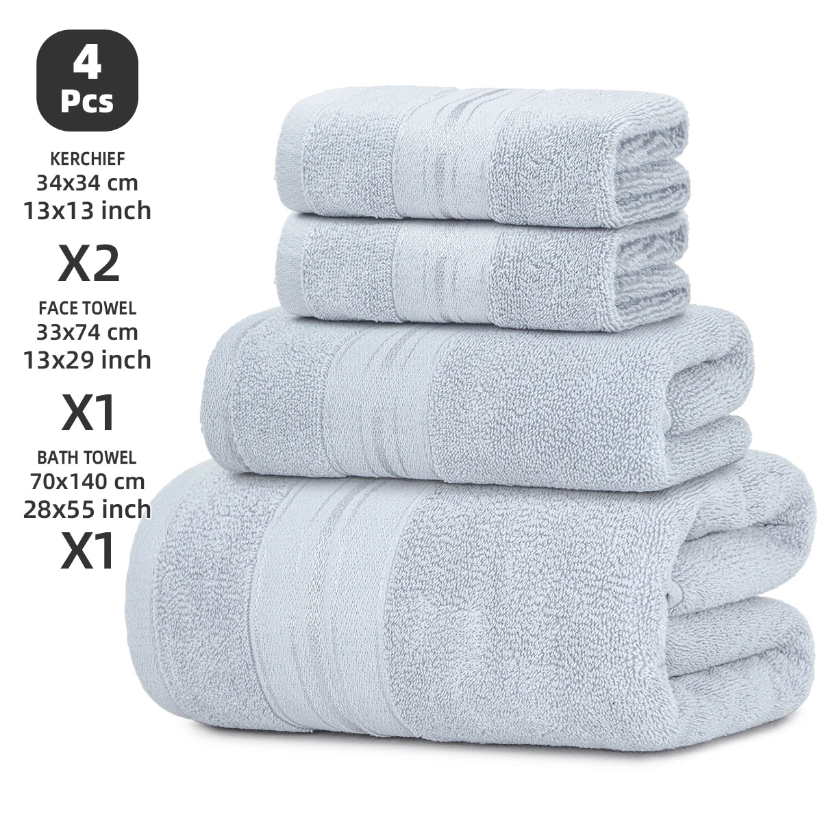 4-Piece Cotton Bath Towel Set
