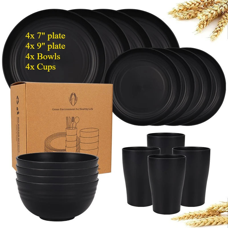 16-Piece Wheat Straw Dinnerware Set
