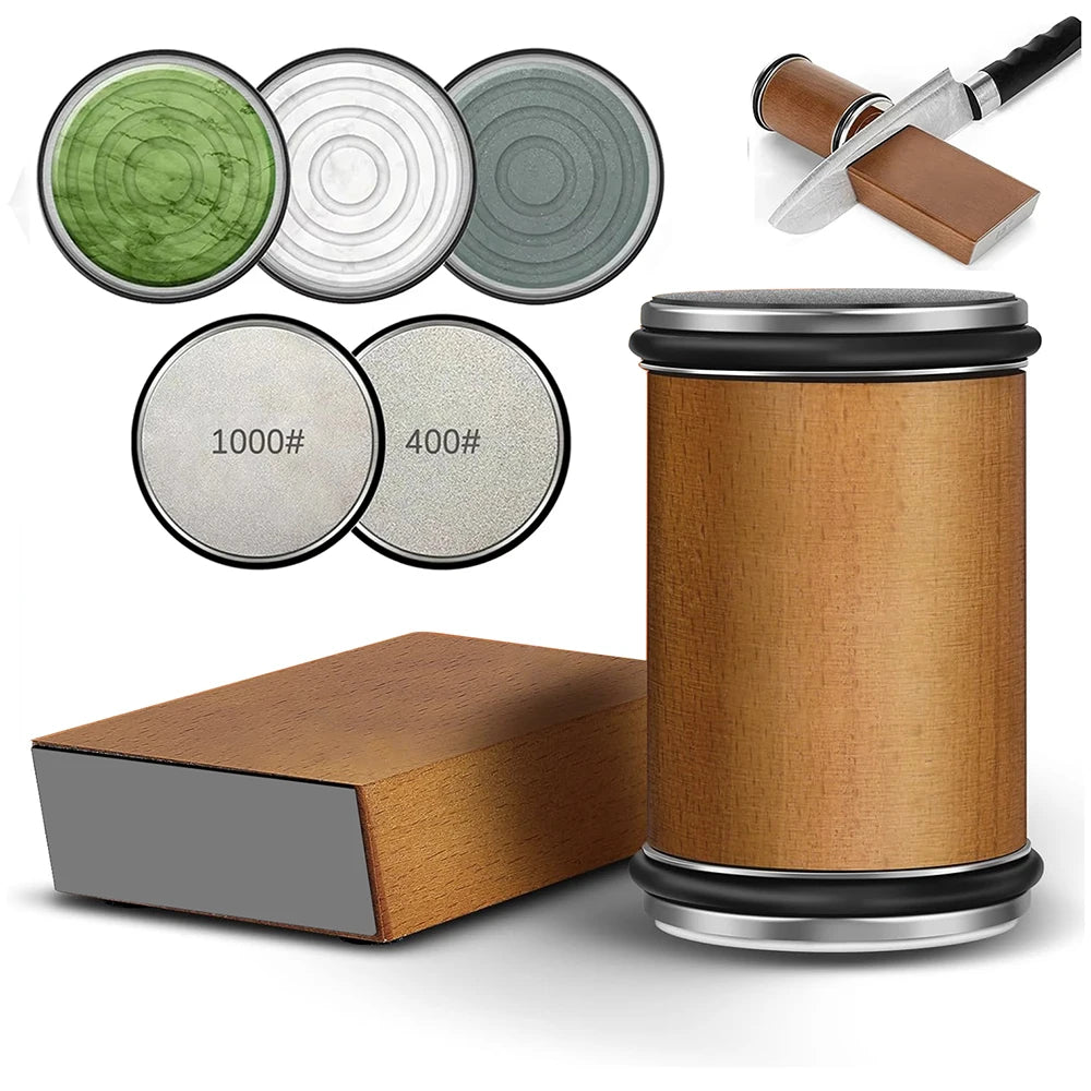 Rolling Knife Sharpener and Sharpening Stone Set