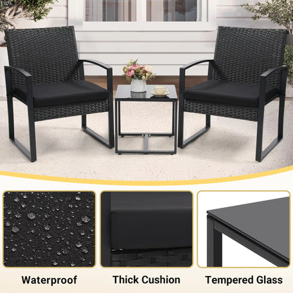 3-Piece Wicker Patio Bistro Set