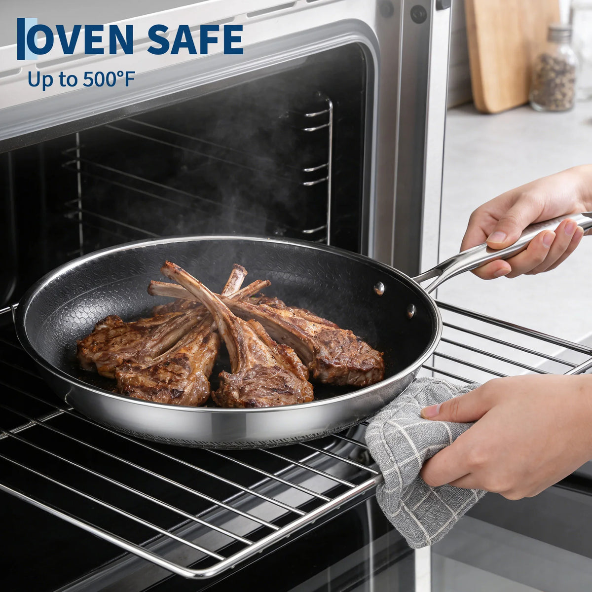 6-Piece Stainless Steel Frying Pan and Lid Set