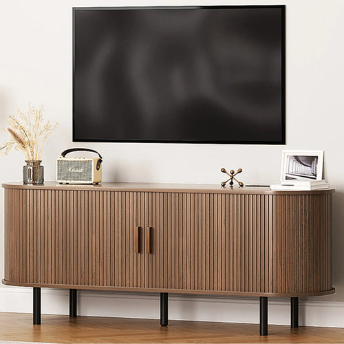 TV Stand with Sliding Doors and Power Outlet