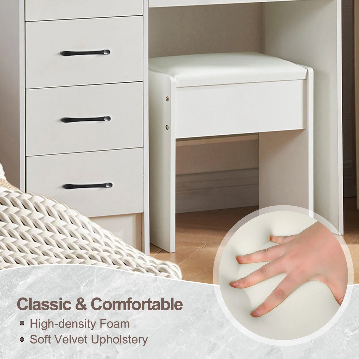 Padded Vanity Stool