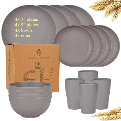 16-Piece Wheat Straw Dinnerware Set