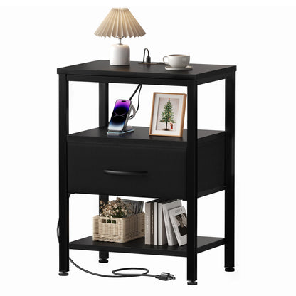 LED Nightstand with Charging Station