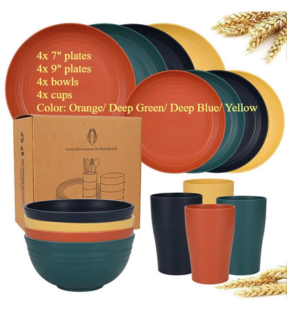 16-Piece Wheat Straw Dinnerware Set