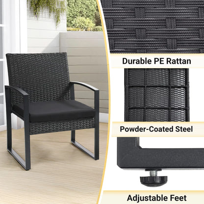 3-Piece Wicker Patio Bistro Set