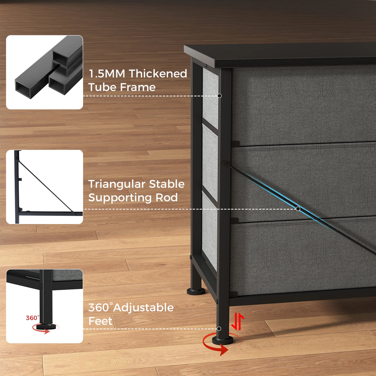 9-Drawer Fabric TV Stand