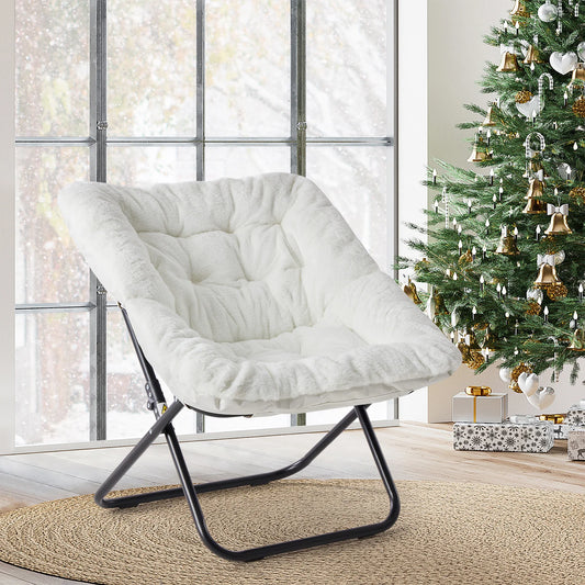 Faux Fur Folding Saucer Chair