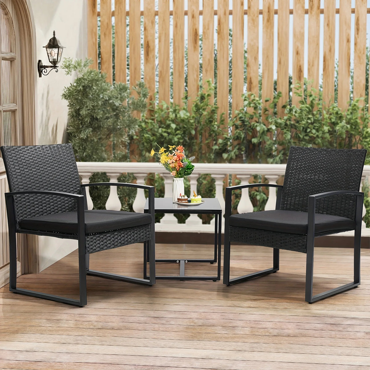3-Piece Wicker Patio Bistro Set
