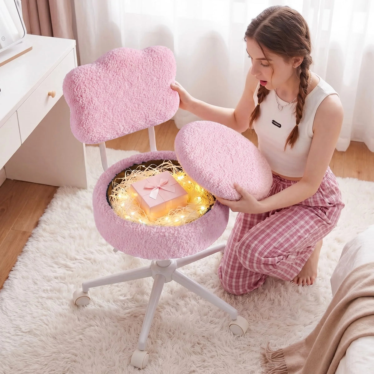 Swivel Vanity Chair with Storage