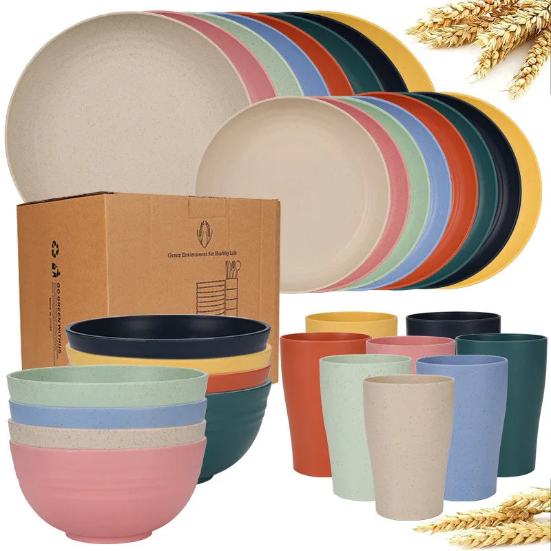 16-Piece Wheat Straw Dinnerware Set