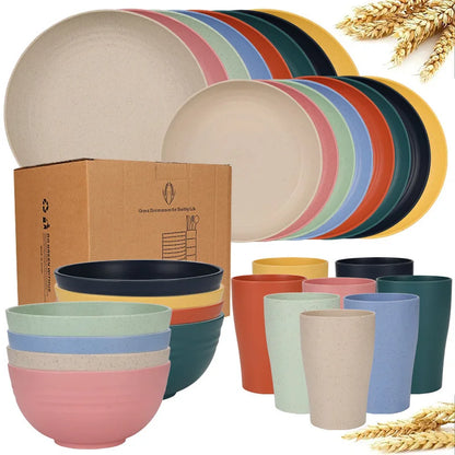 16-Piece Wheat Straw Dinnerware Set