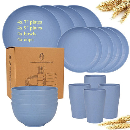 16-Piece Wheat Straw Dinnerware Set