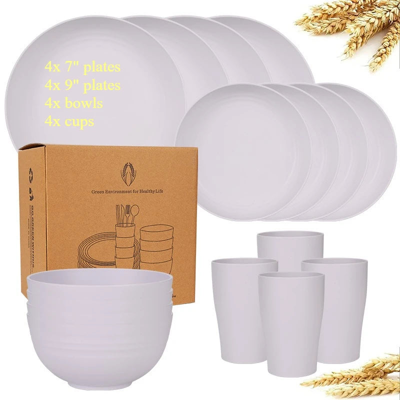 16-Piece Wheat Straw Dinnerware Set