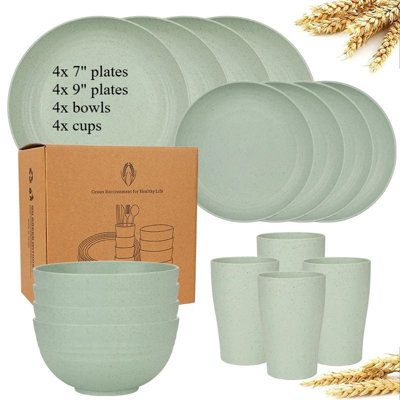 16-Piece Wheat Straw Dinnerware Set