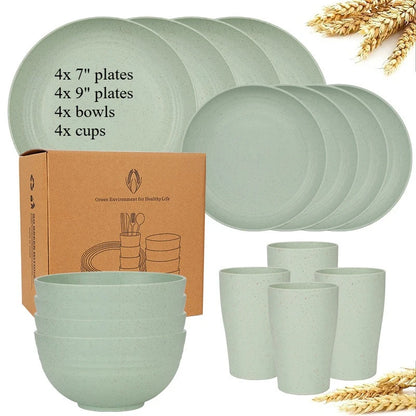 16-Piece Wheat Straw Dinnerware Set