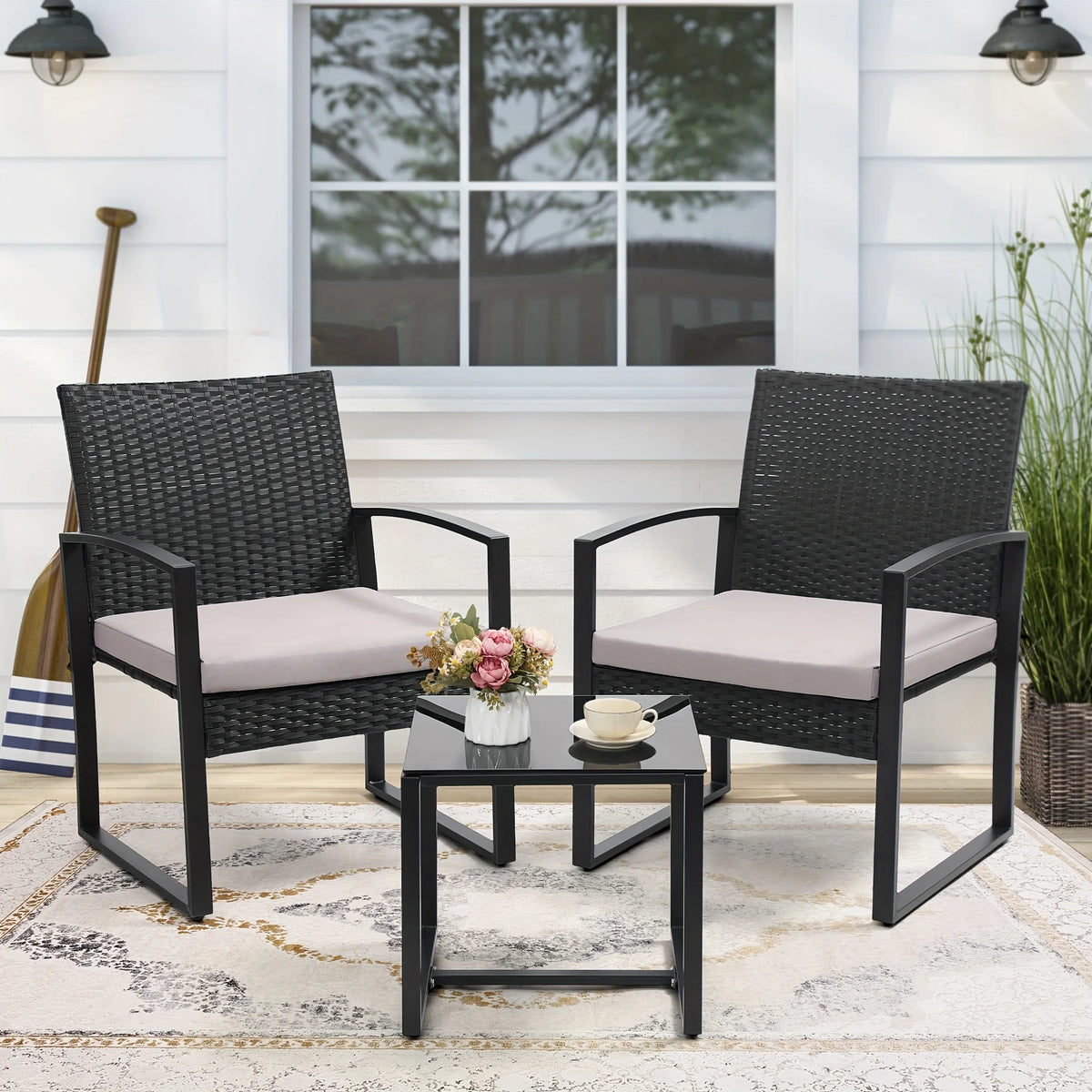 3-Piece Wicker Patio Bistro Set