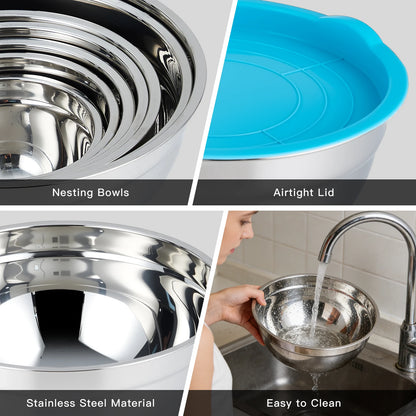 7-Piece Stainless Steel Mixing Bowl Set with Lids