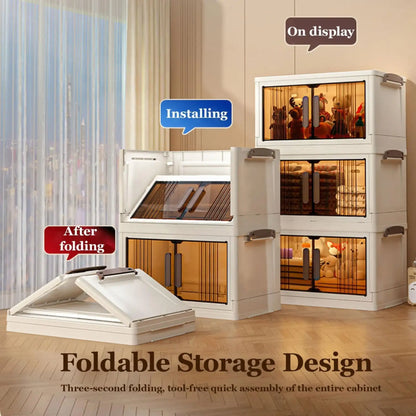 Armoire de rangement empilable avec portes et roues