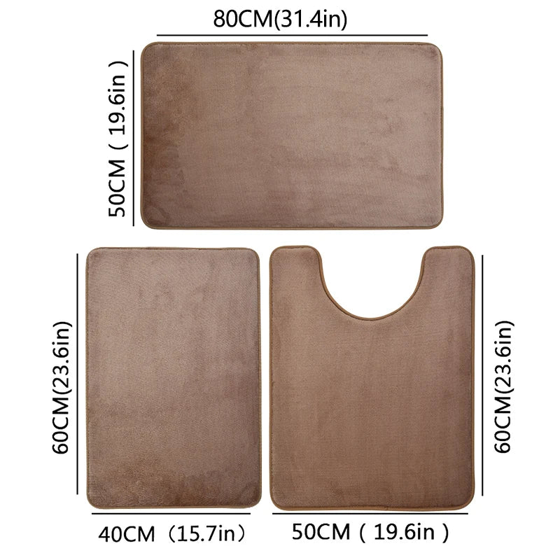 3-Piece Bathroom Mat Set