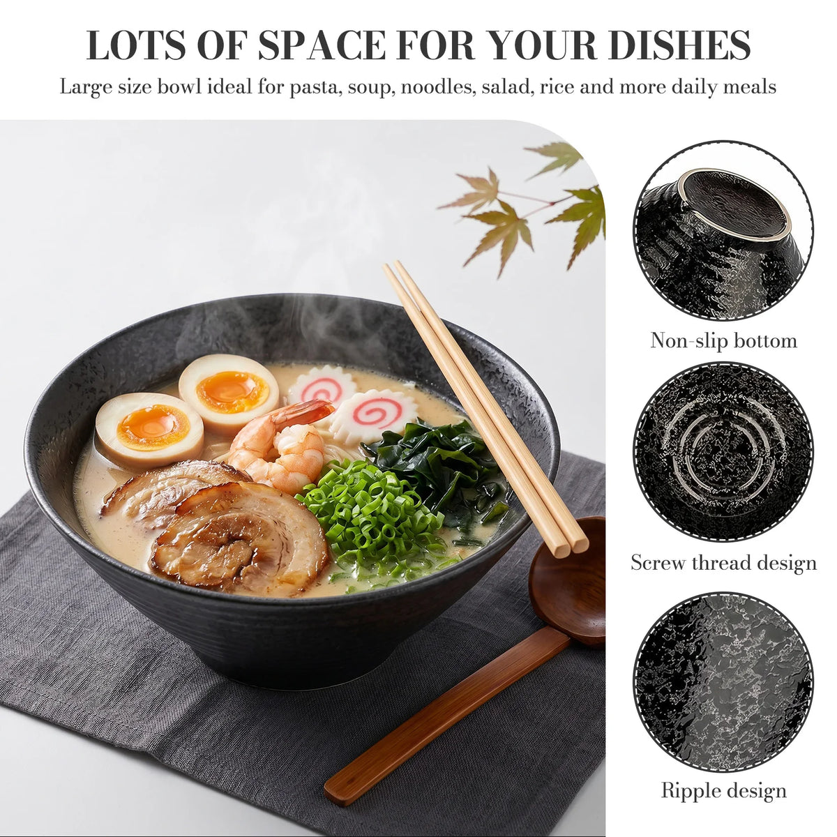 2-Piece 9-Inch Ceramic Ramen Bowl Set