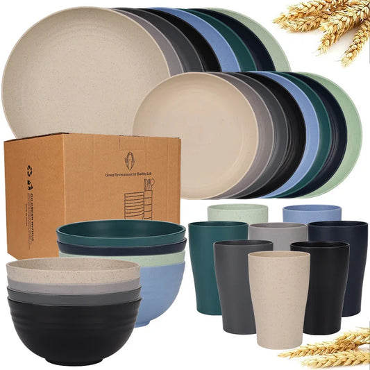 16-Piece Wheat Straw Dinnerware Set