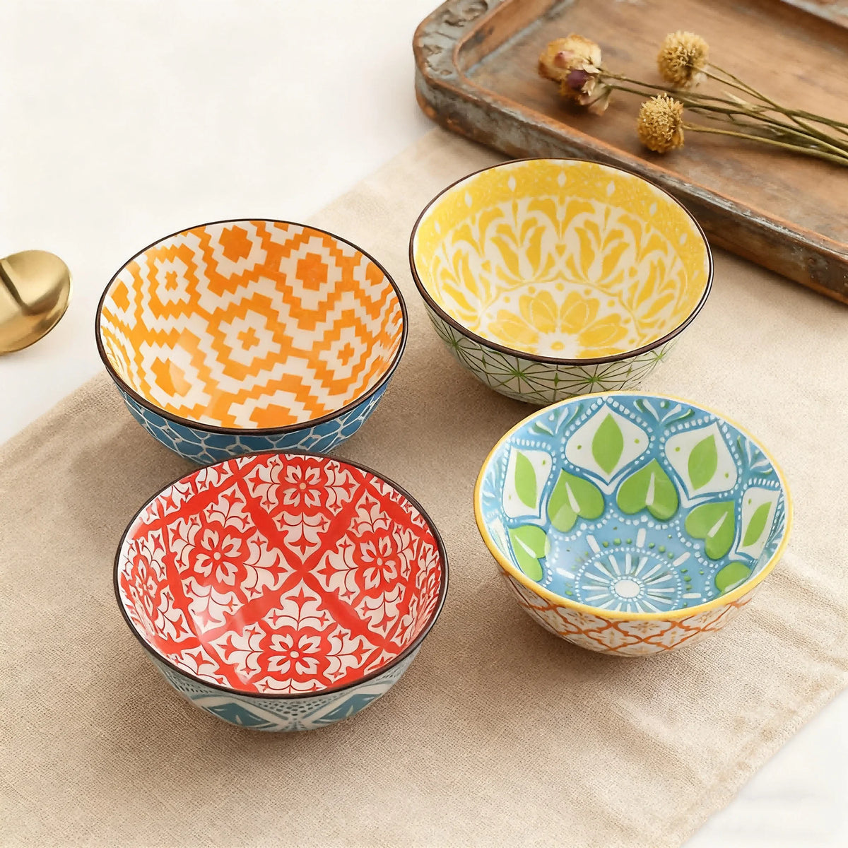 Lot de 4 bols en céramique de style bohème