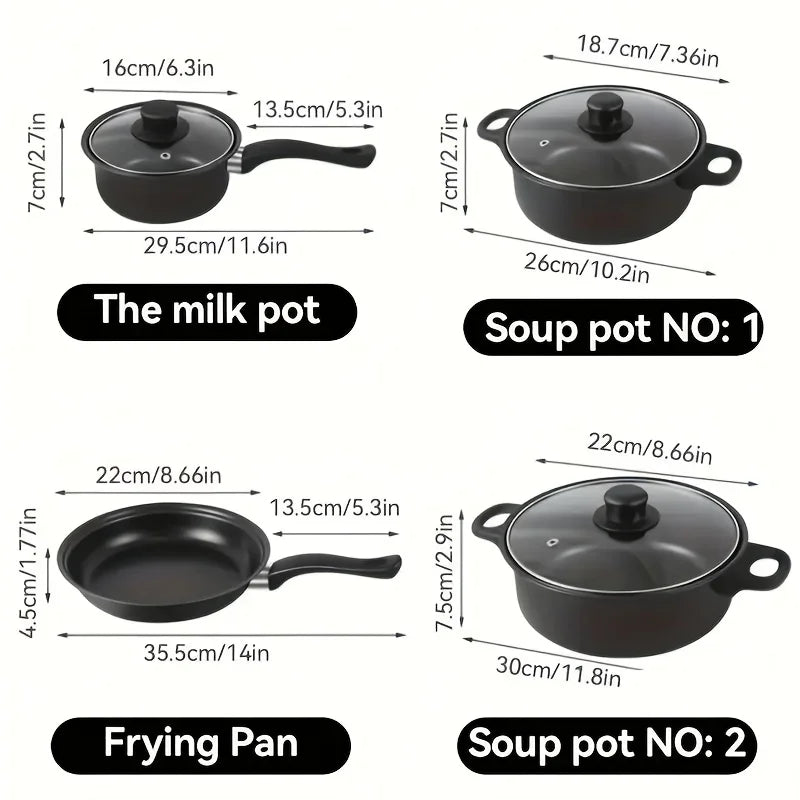 Juego de cocina antiadherente negro de 13 piezas