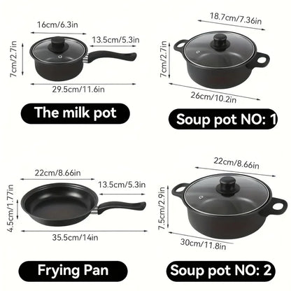 Juego de cocina antiadherente negro de 13 piezas