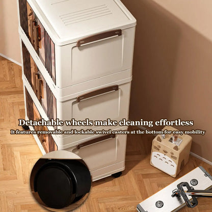 Armoire de rangement empilable avec portes et roues