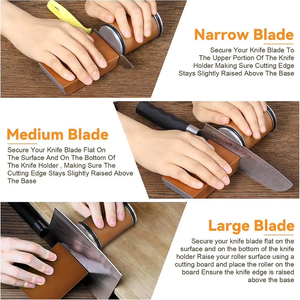 Rolling Knife Sharpener and Sharpening Stone Set