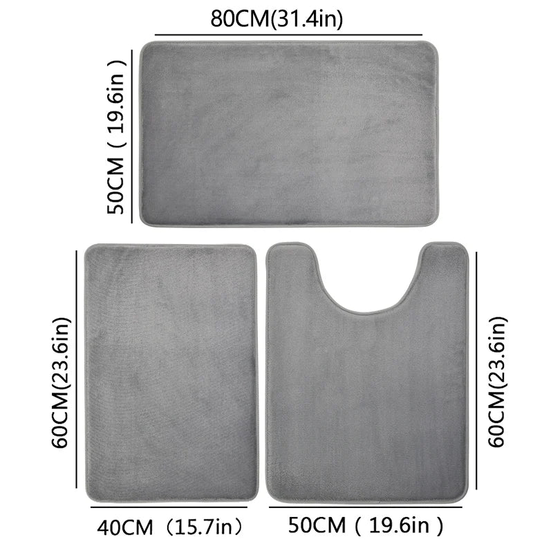 3-Piece Bathroom Mat Set