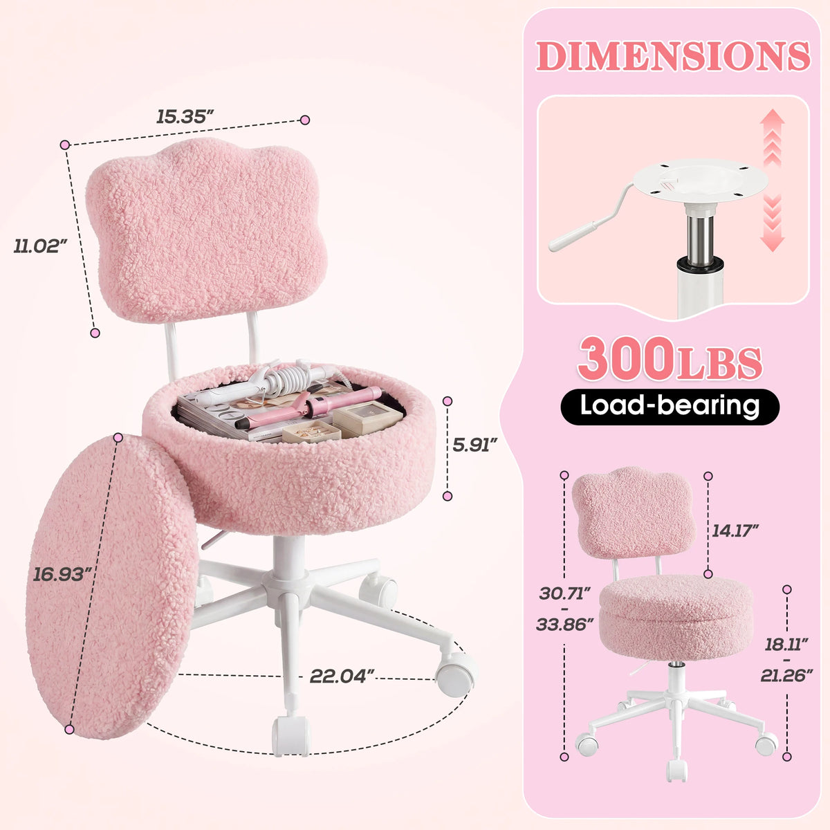 Swivel Vanity Chair with Storage