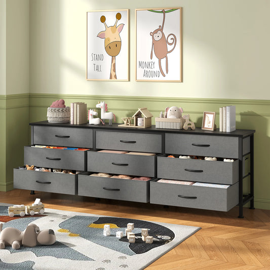 9-Drawer Fabric TV Stand