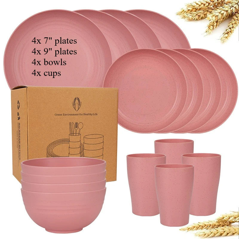 16-Piece Wheat Straw Dinnerware Set