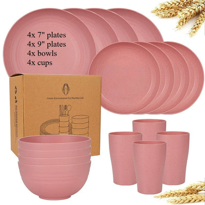 16-Piece Wheat Straw Dinnerware Set