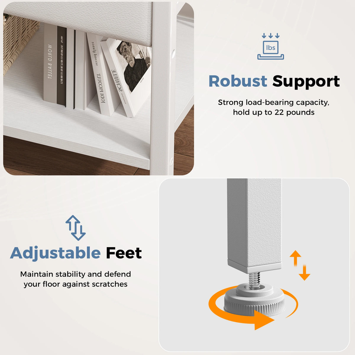 LED Nightstand with Charging Station