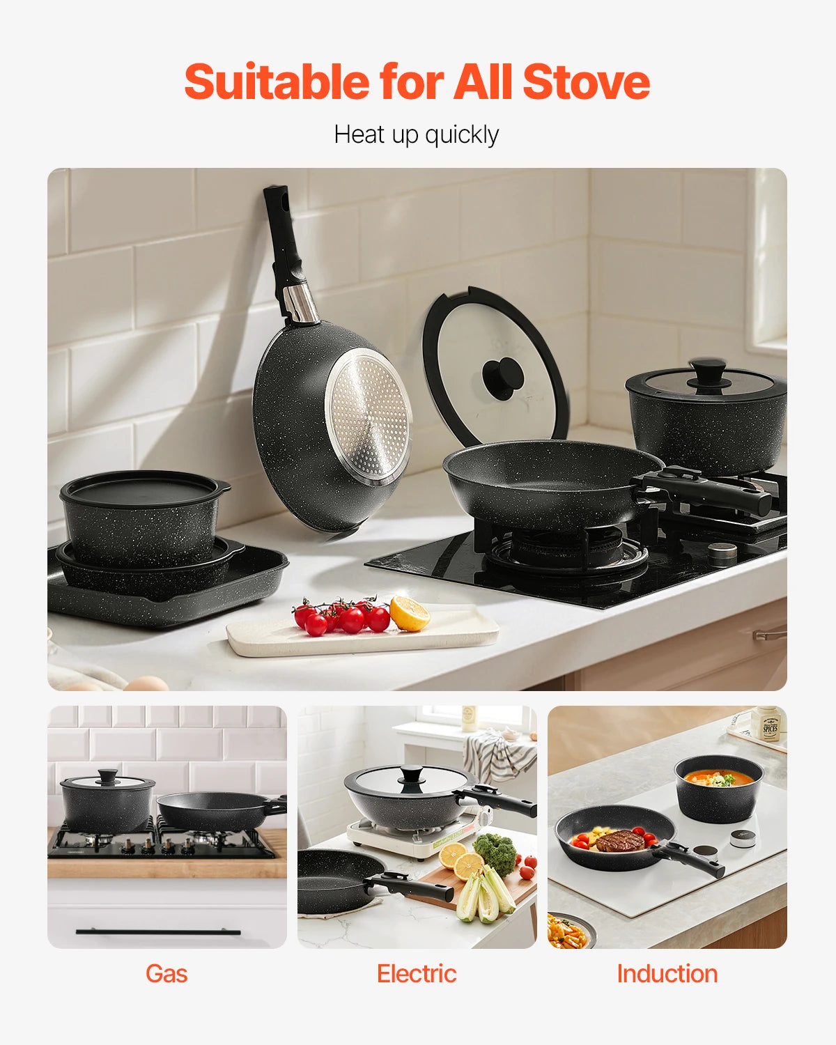 17-Piece Granite Nonstick Cookware Set