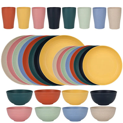 16-Piece Wheat Straw Dinnerware Set