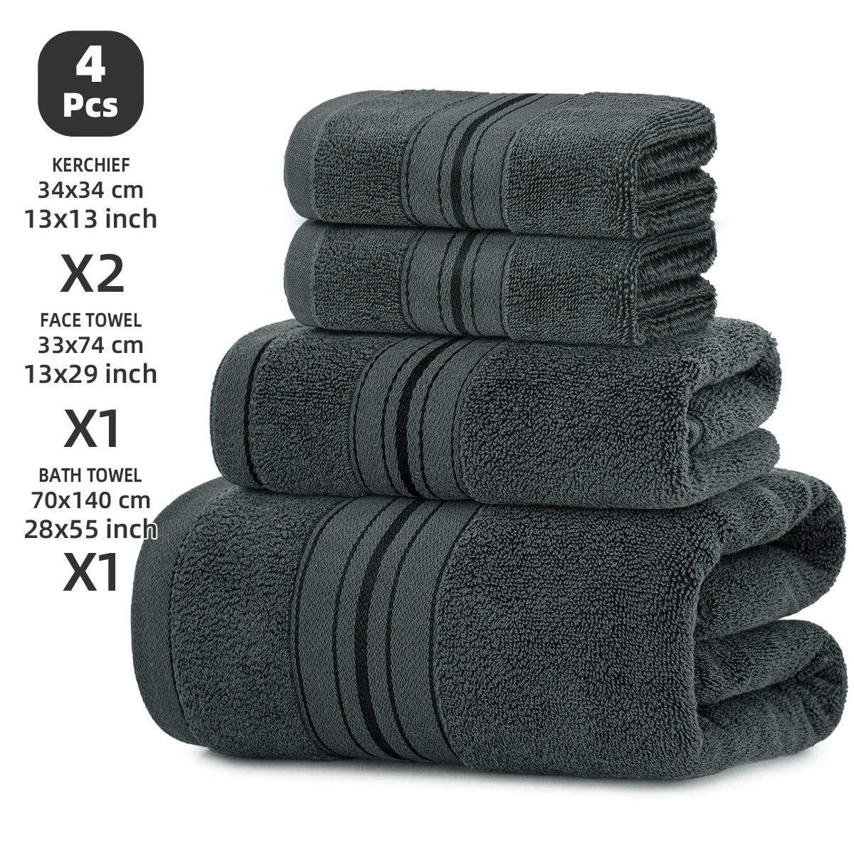 4-Piece Cotton Bath Towel Set
