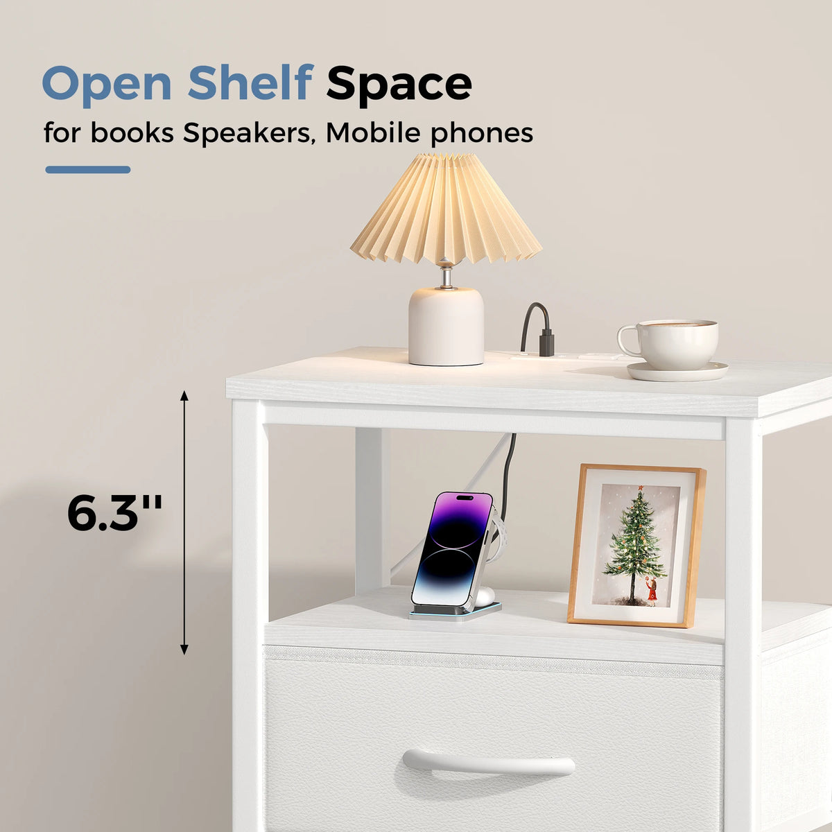 LED Nightstand with Charging Station