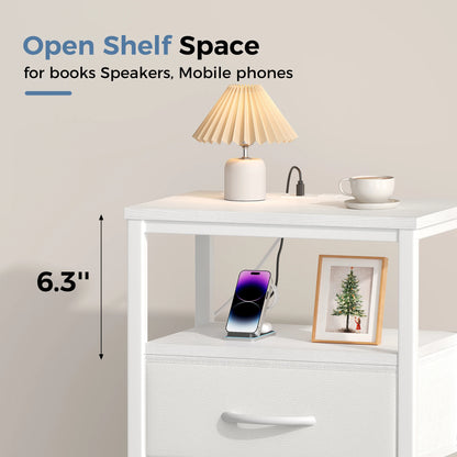 LED Nightstand with Charging Station