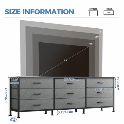 9-Drawer Fabric TV Stand