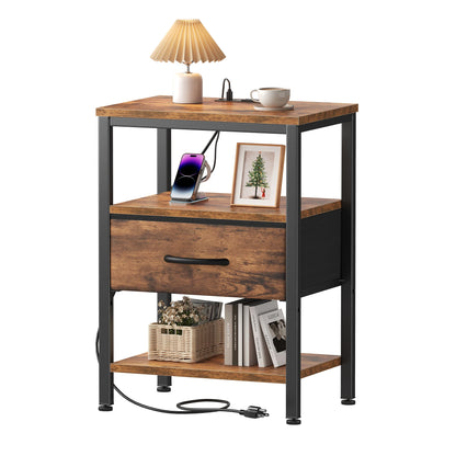 LED Nightstand with Charging Station