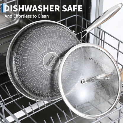 6-Piece Stainless Steel Frying Pan and Lid Set