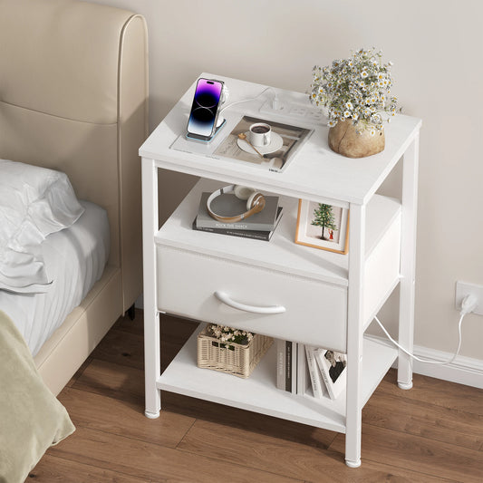 LED Nightstand with Charging Station