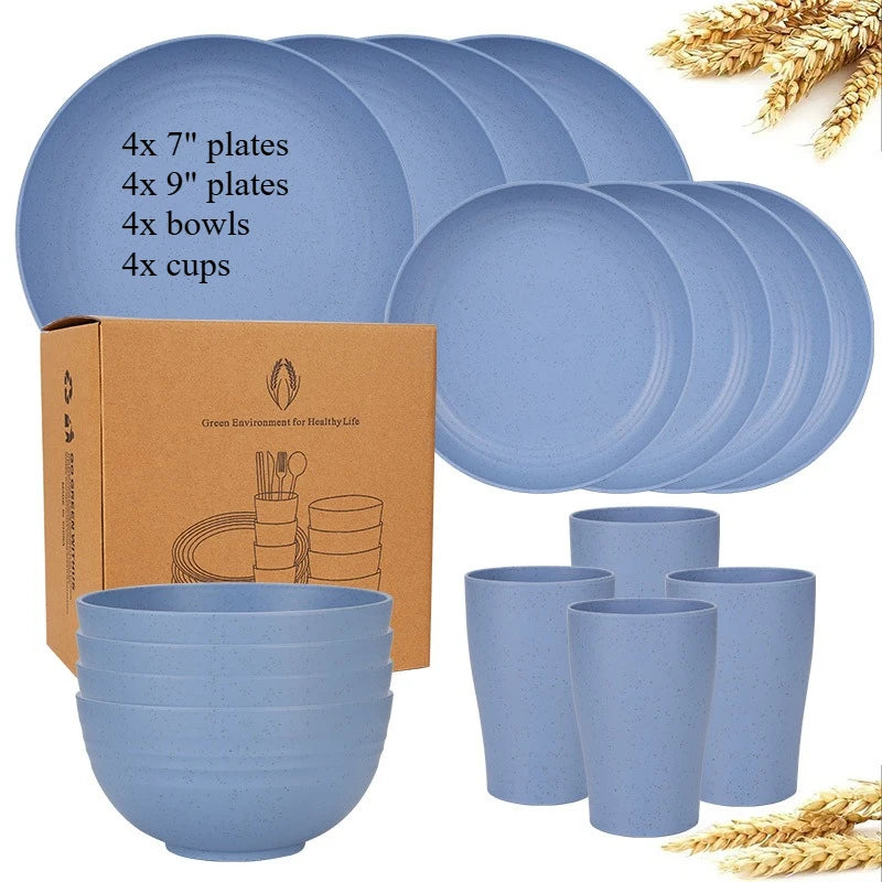 16-Piece Wheat Straw Dinnerware Set