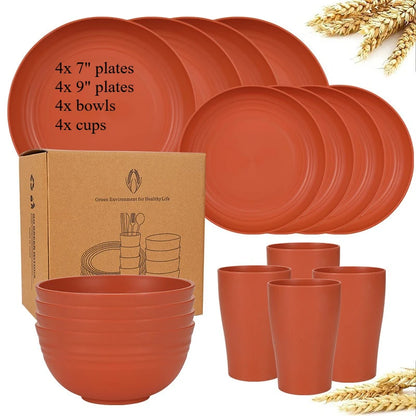 16-Piece Wheat Straw Dinnerware Set