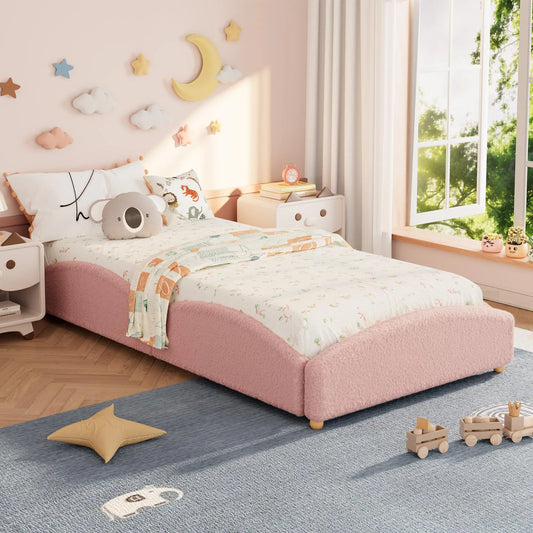 Upholstered Kids Floor Bed with Raised Sides